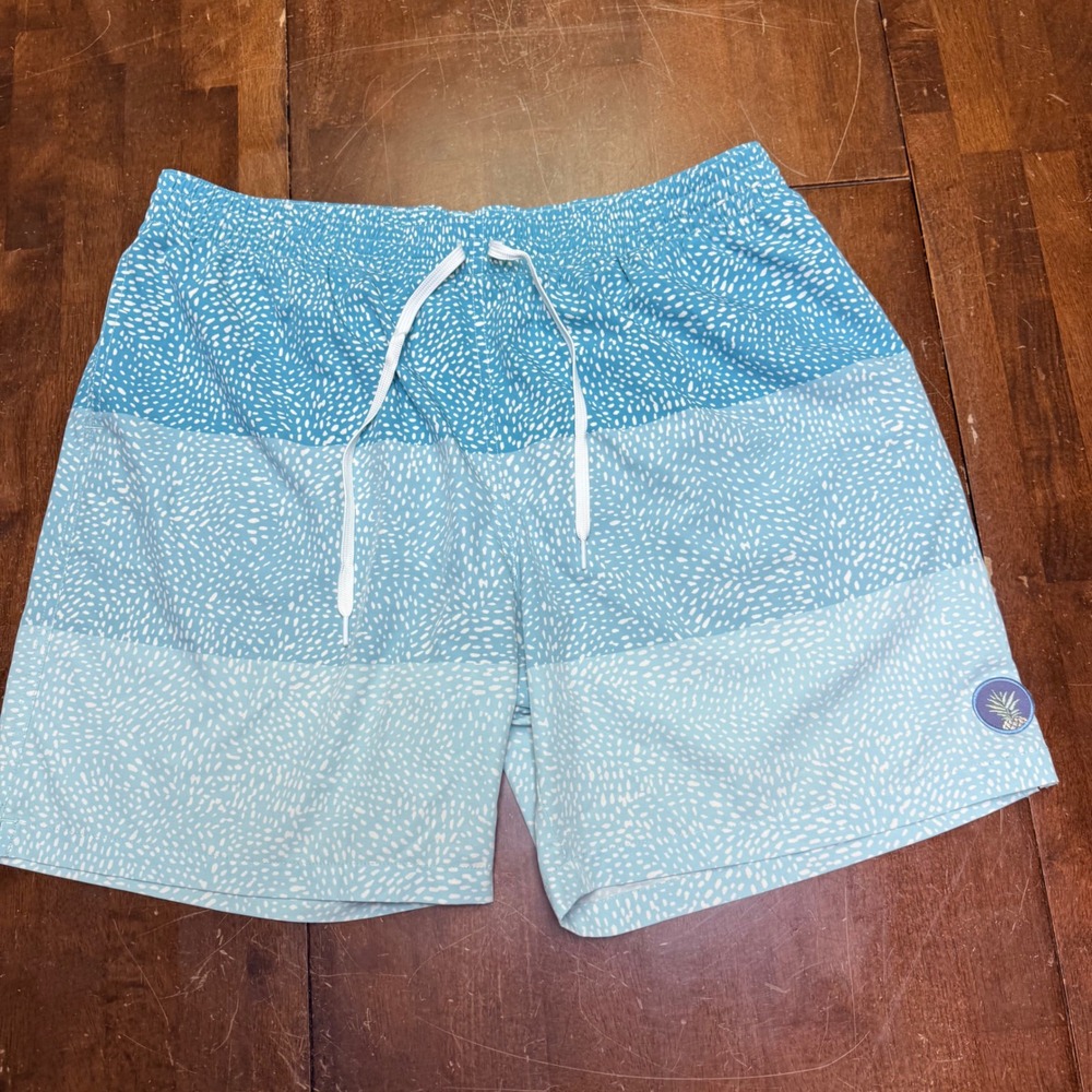 Chubbies Swim Trunks Mens 2XL Blue Ombre Speckled 8" Inseam Shorts mesh lined